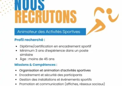 Recrutement: Animateur Sportif